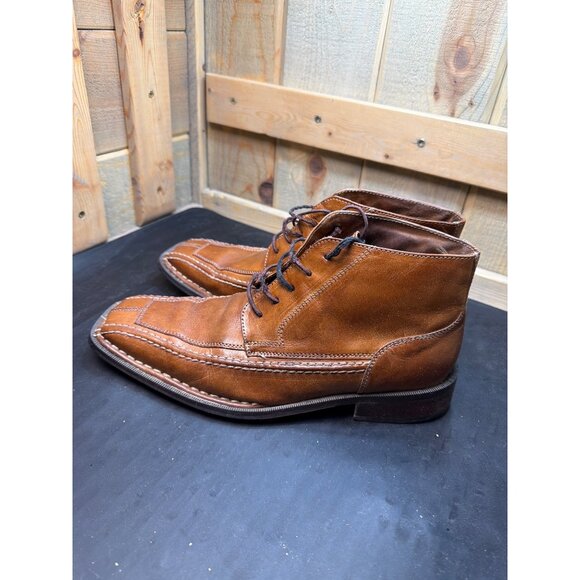 Mens Tan Tansmith Leather Ankle Boots Size 8 Stitch Detailing Lace-Up main image 7
